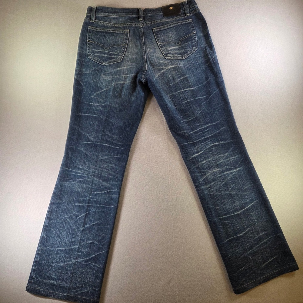 Versace Jeans Couture Mens 33x30 Blue Whiskered Straight Leg Denim Made in Italy - Picture 6 of 9
